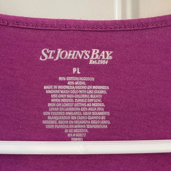 St. John’s Bay Magenta Women’s Size Petite Large Ruffled Neck Pleated Blouse - Picture 5 of 7